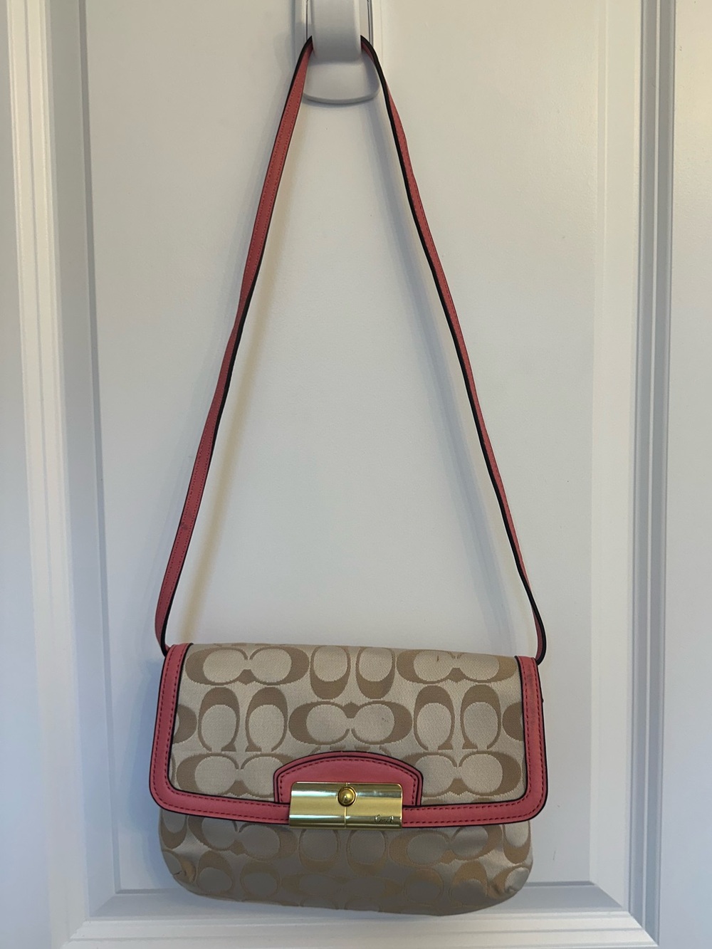 Coach Kristin Signature Sateen Flap Crossbody Purse